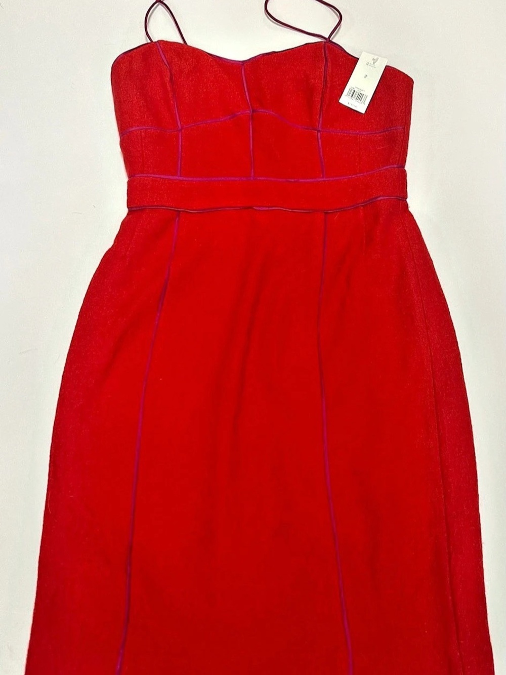 Banana Republic Piped Corset Dress Red & Purple Midi Size 2
